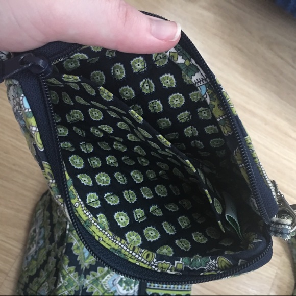 VERA BRADLEY CAMBRIDGE GREEN NAVY PURSE WRISTLET - Picture 5 of 7